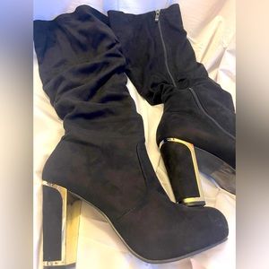 Torrid Black Boot with Gold Detail